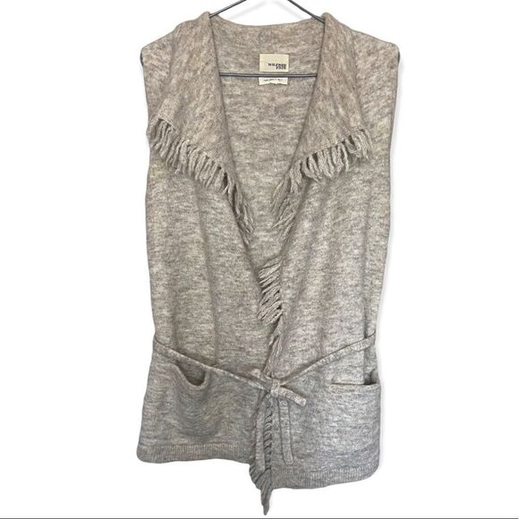 Wilfred Free | Aritzia Tan Alpaca/Wool Blend Knit Cardigan Vest Size Small - Picture 1 of 7